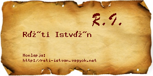 Réti István névjegykártya